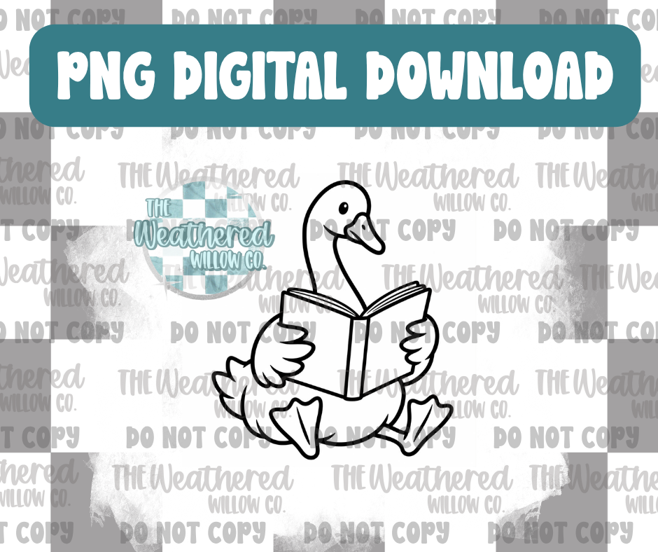Reading Goose - PNG Digital File Download