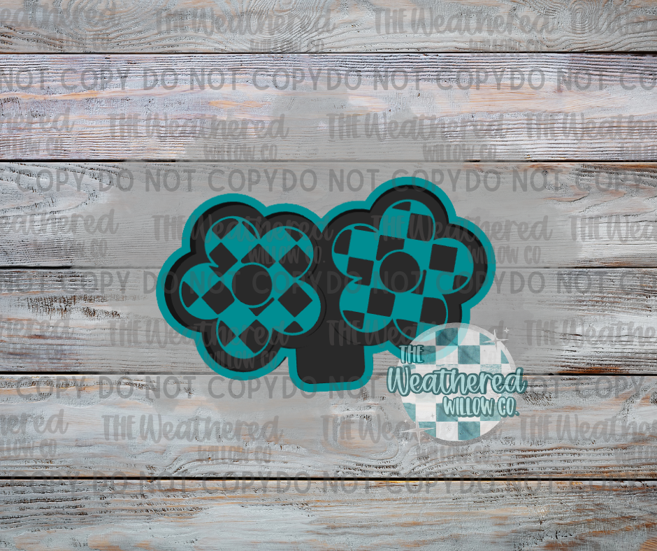 VENT SET; Checkered Daisy - Silicone Freshie Mold