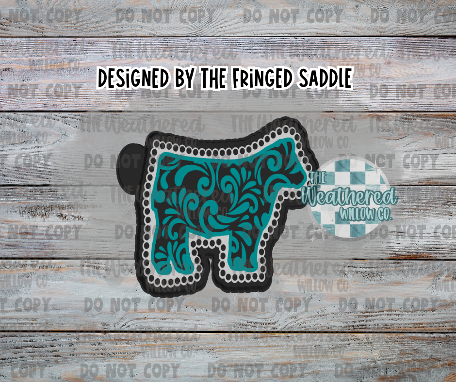 Turquoise Tooled Show Steer - Silicone Freshie Mold