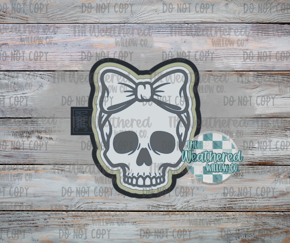 Skull with bow - Silicone Freshie Mold