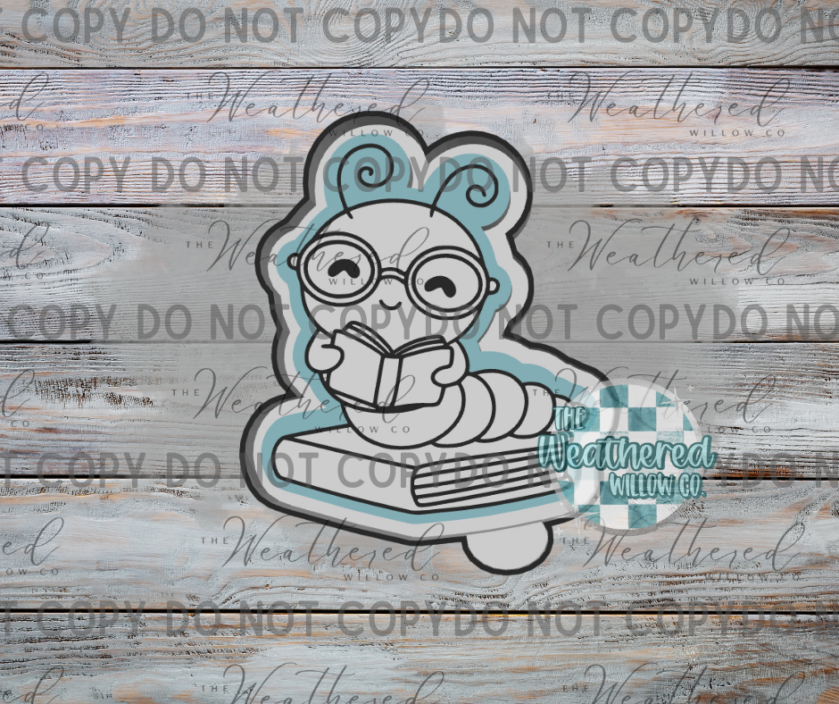 Cute Bookworm - Silicone Freshie Mold