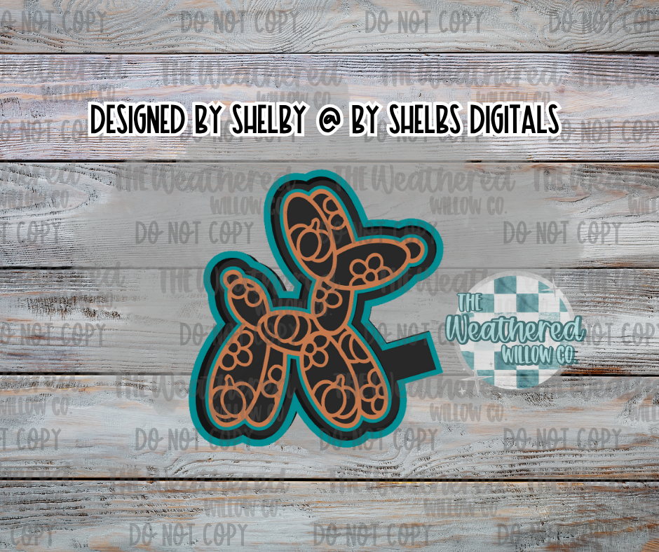 Floral Pumpkin Balloon Dog - Silicone Freshie Mold