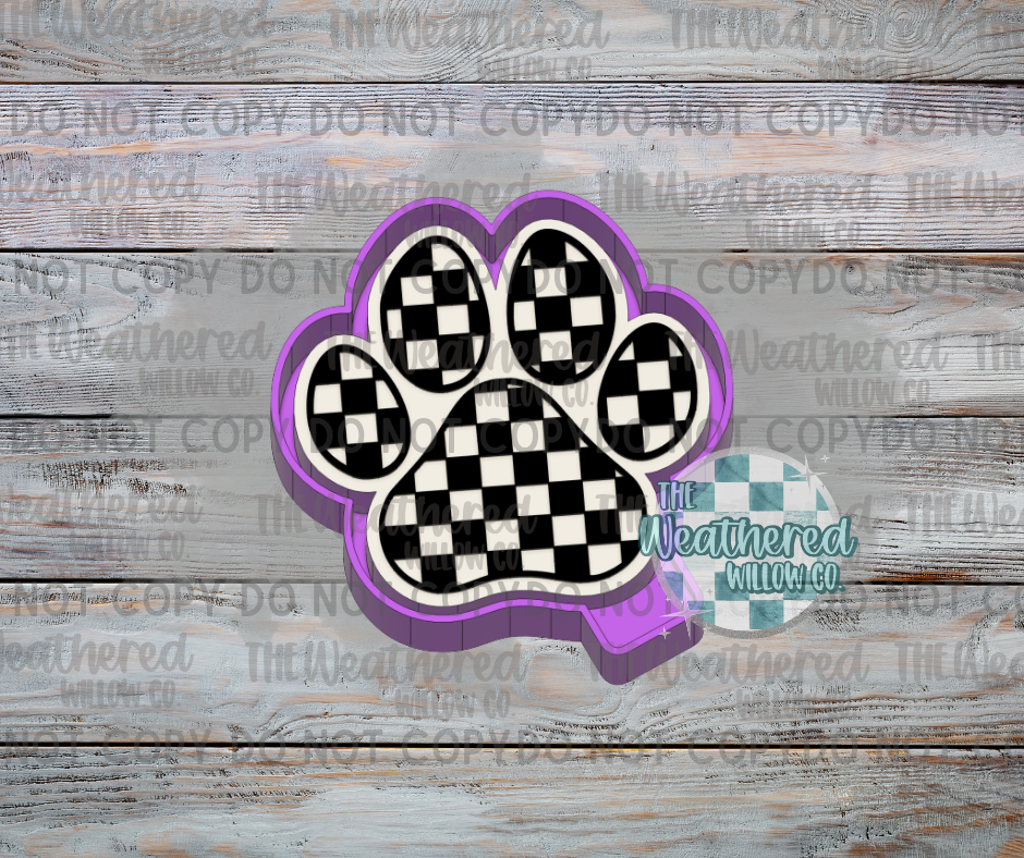 Checkered Paw Print - Silicone Freshie Mold