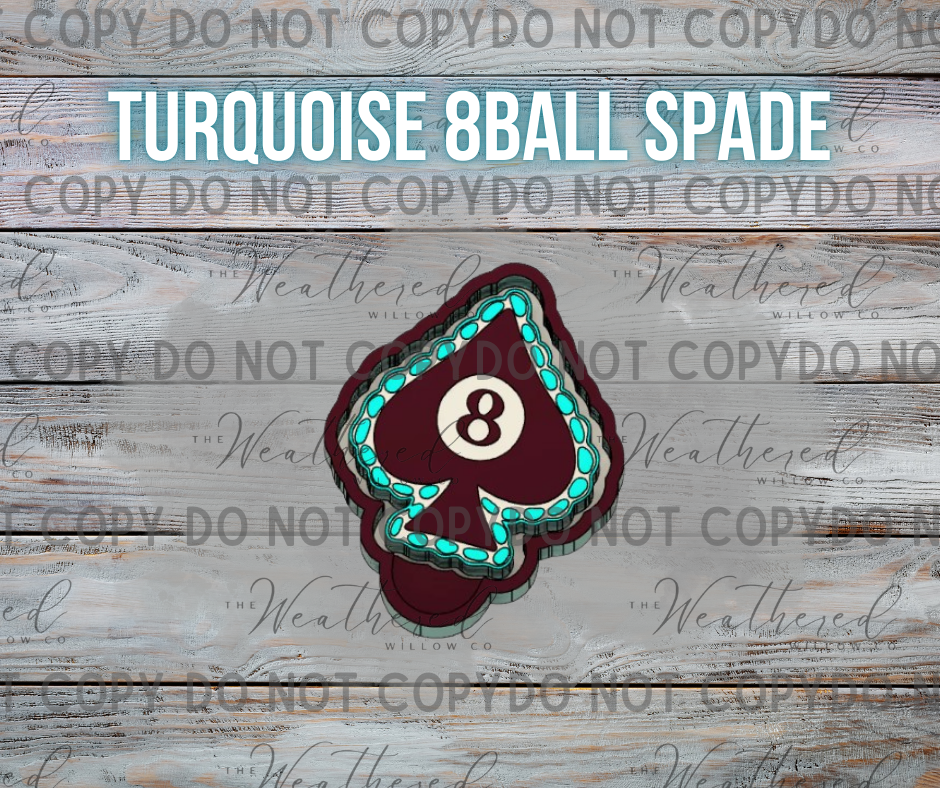 Turquoise 8ball Spade - Silicone Freshie Mold