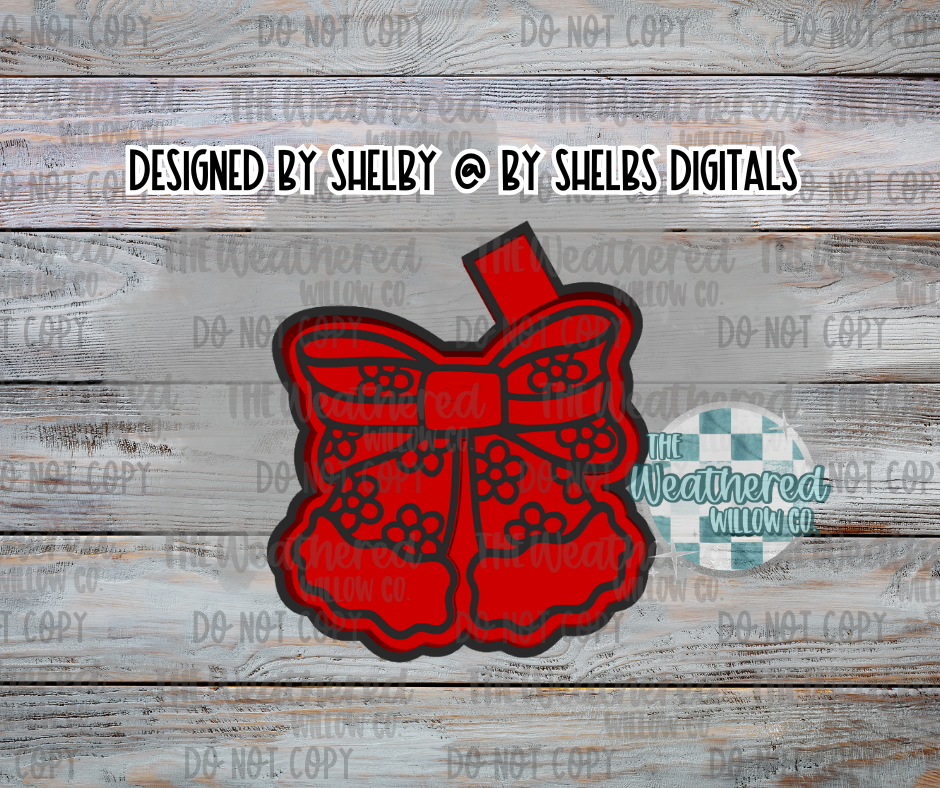 Floral Santa Bow - Silicone Freshie Mold
