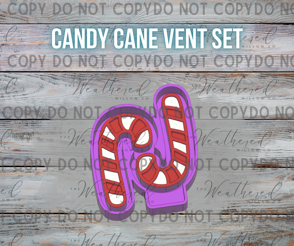 VENT SET; Candy Canes - Silicone Freshie Mold