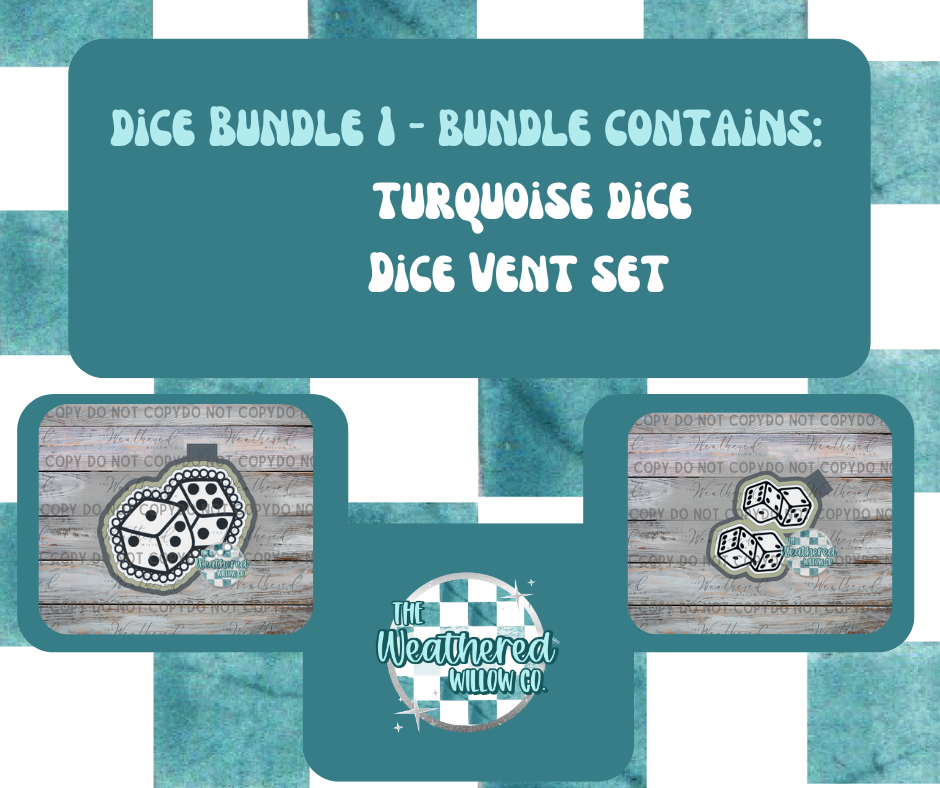 Dice Bundle 1 (Turquoise Dice & Dice Vent Set) - Silicone Freshie Mold