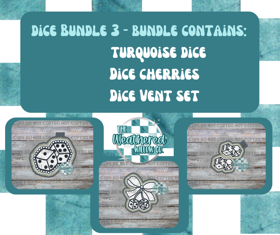 Dice Bundle 3 (Turquoise Dice, Dice Cherries & Dice Vent Set) - Silicone Freshie Mold