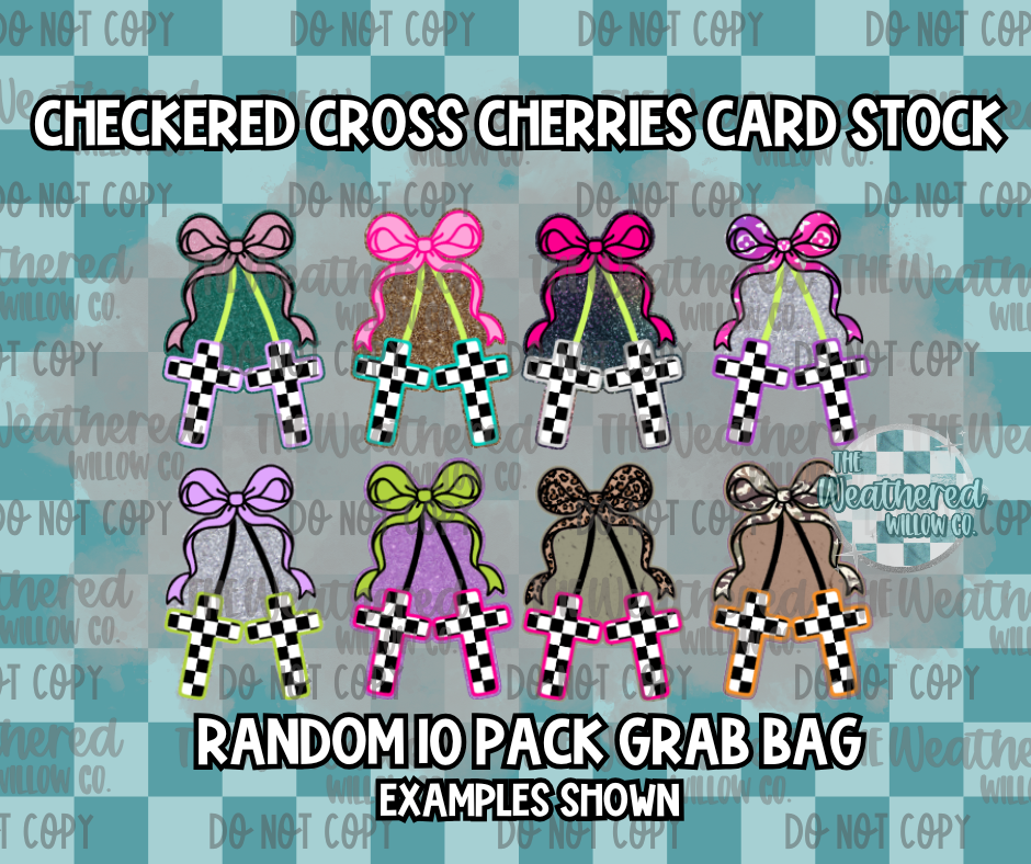 Checkered Cross cherries FULL Card Stock - Premium Cardstock Grab Bag