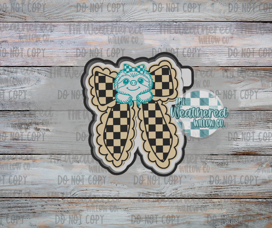 Checkered Sloth Bow - Silicone Freshie Mold