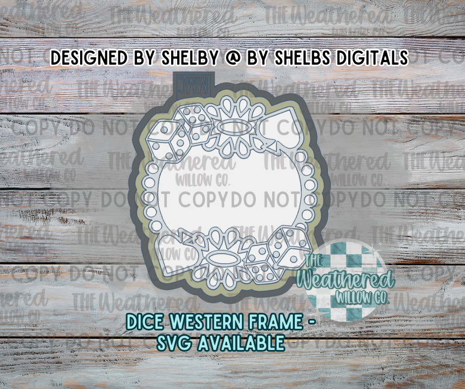 Dice Western Frame - Silicone Freshie Mold
