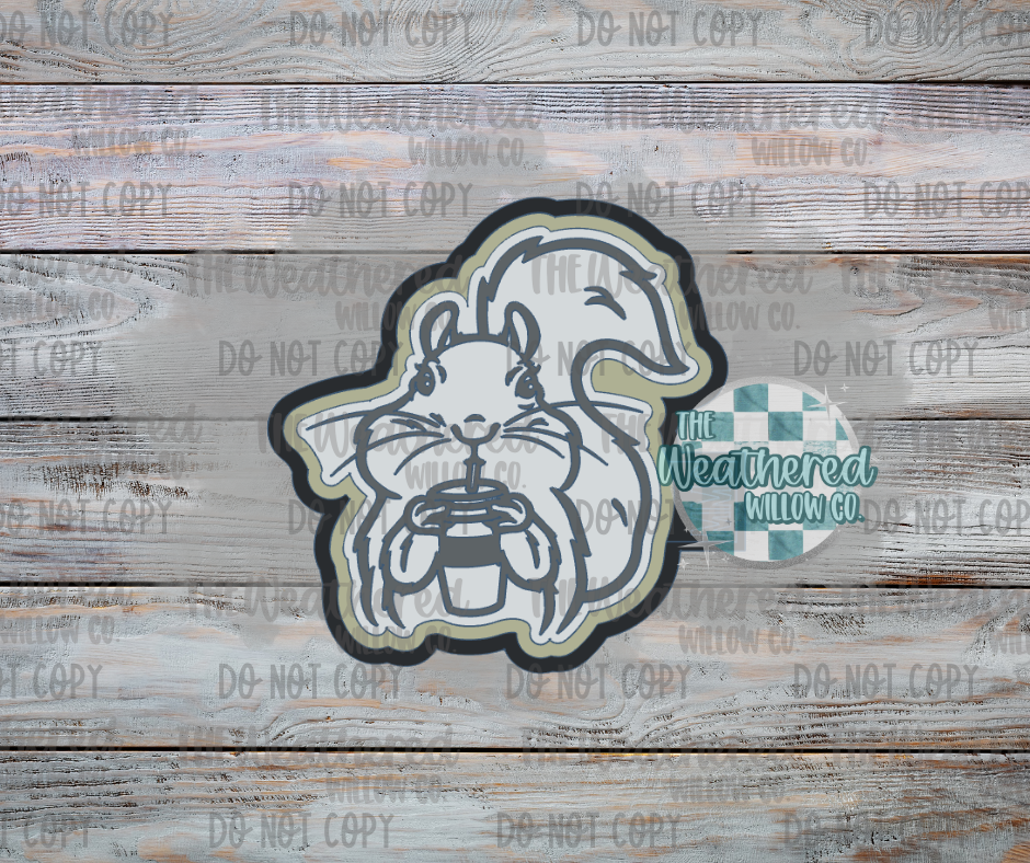 Squirrel with iced coffee - Silicone Freshie Mold