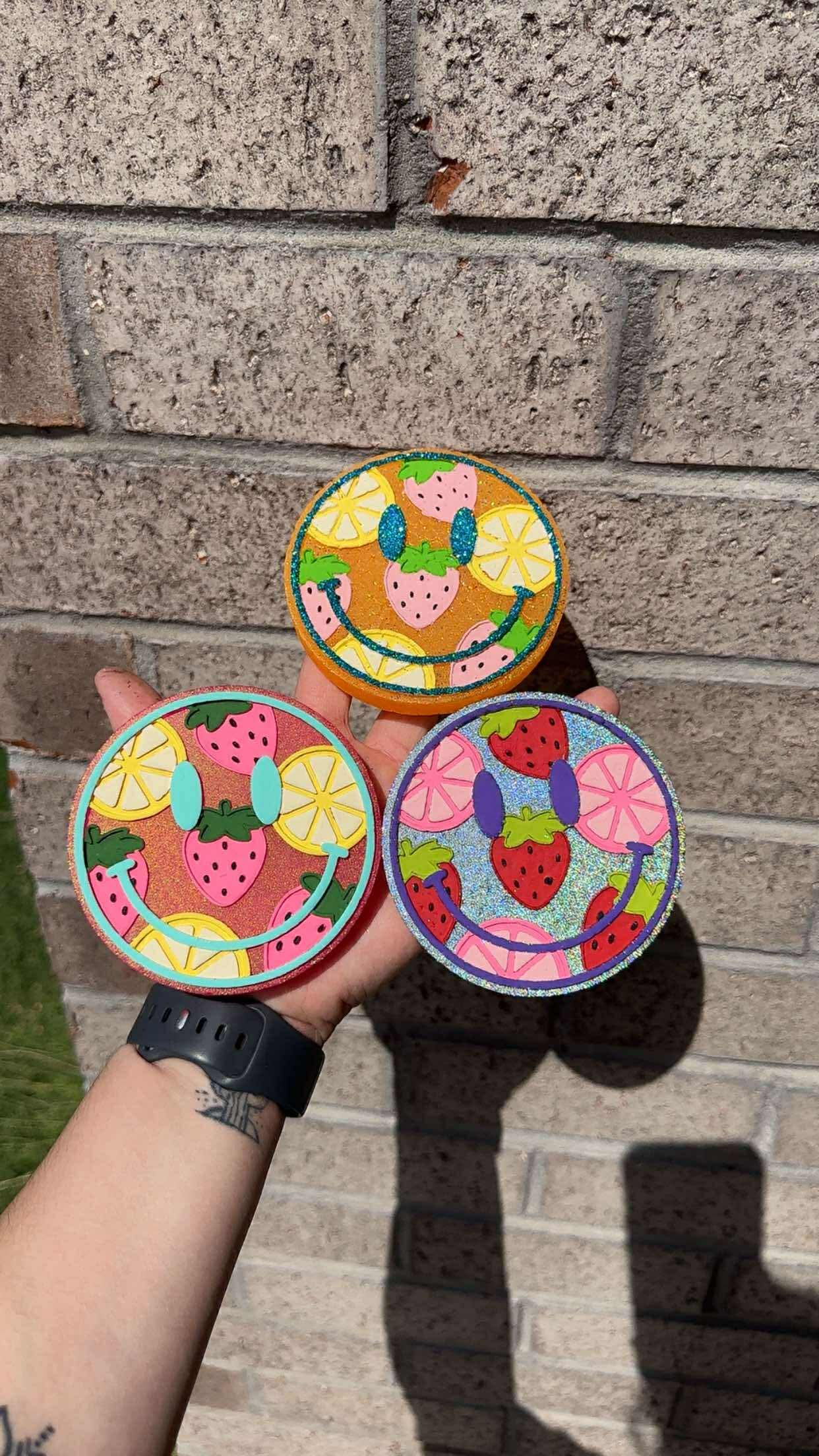 Strawberry lemon smiley - Silicone Freshie Mold
