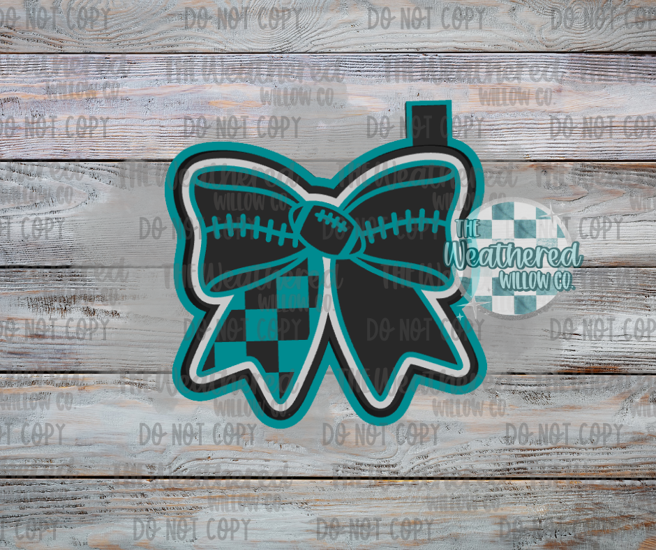 Football Checkered Bow - Silicone Freshie Mold