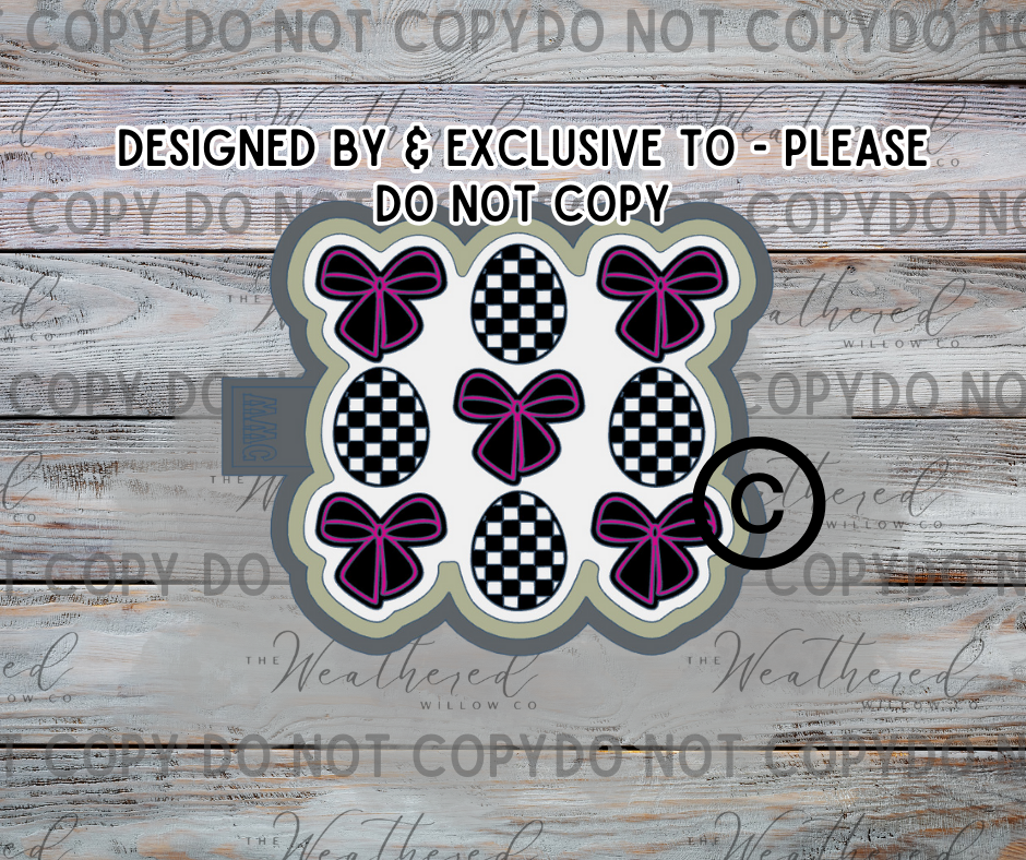 Bows & Checkered Eggs; WWC EXCLUSIVE MOLD & DESIGN - Silicone Freshie Mold