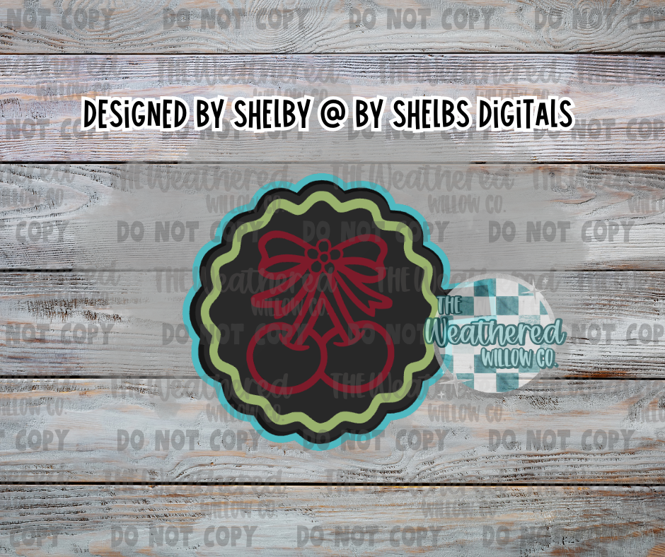 Framed cherries with bow - Silicone Freshie Mold