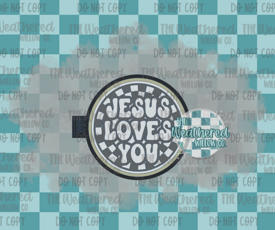 Jesus loves you checkered round - Silicone Freshie Mold