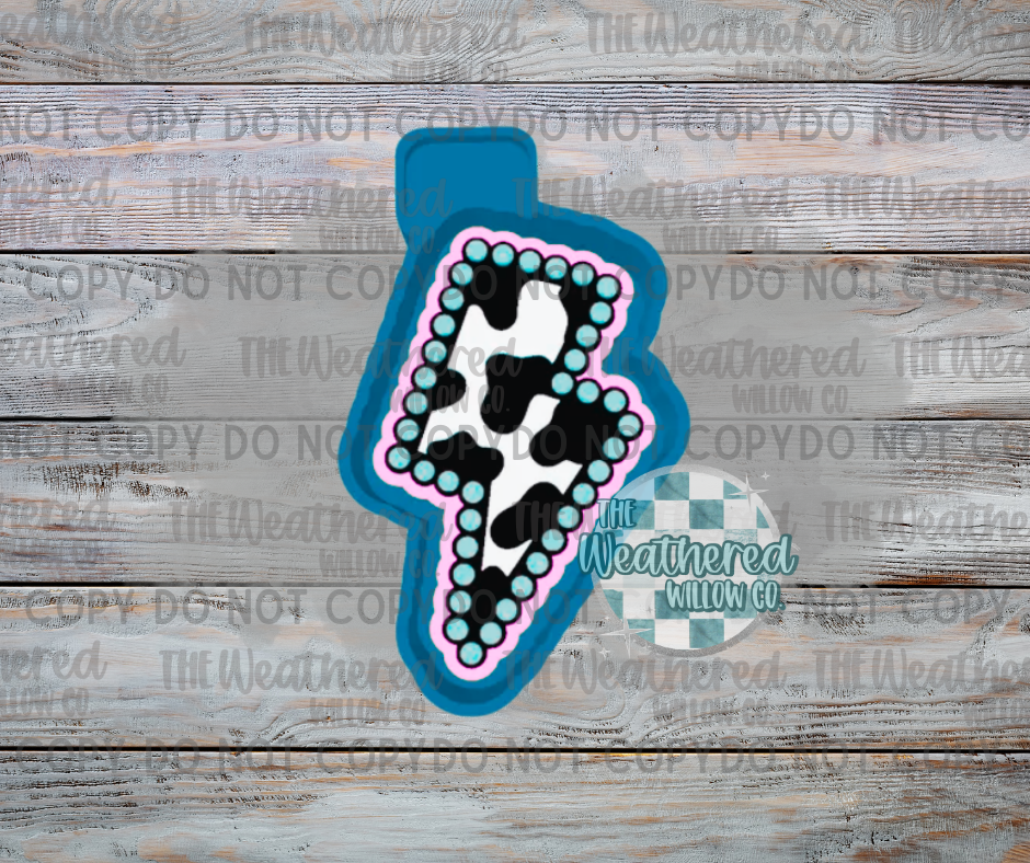 Turquoise cow print bolt - Silicone Freshie Mold