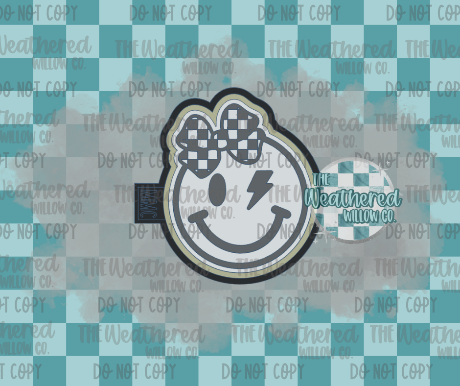 Checkered bow smiley - Silicone Freshie Mold