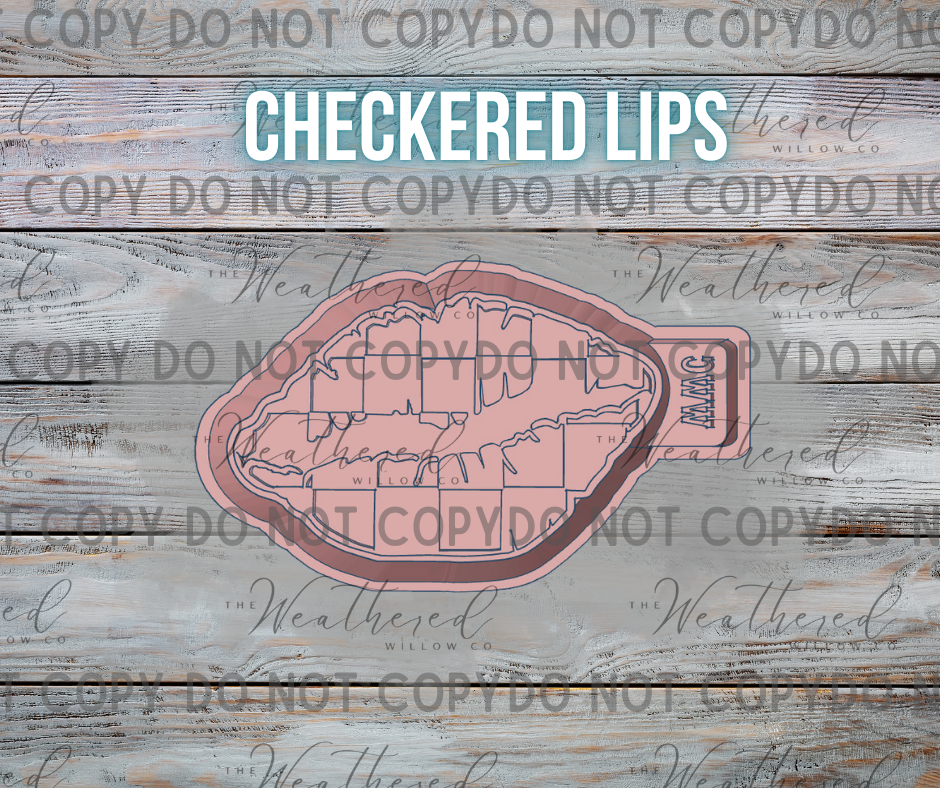 Checkered Lips - Silicone Freshie Mold