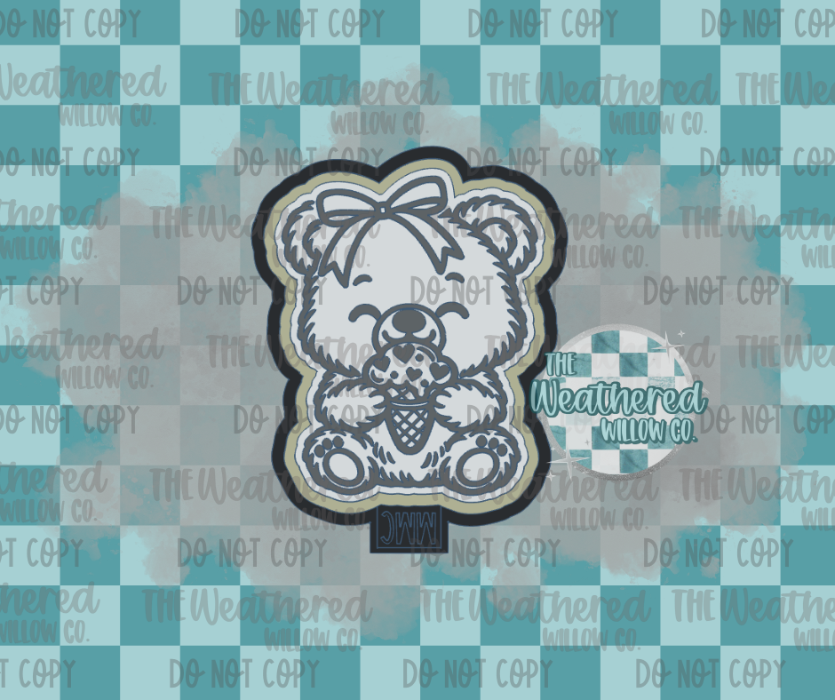 Bear with ice cream - Silicone Freshie Mold