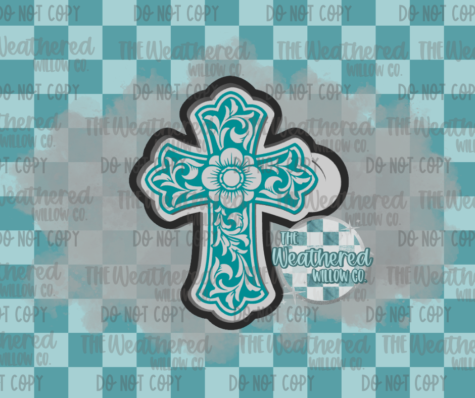 Floral tooled cross - Silicone Freshie Mold