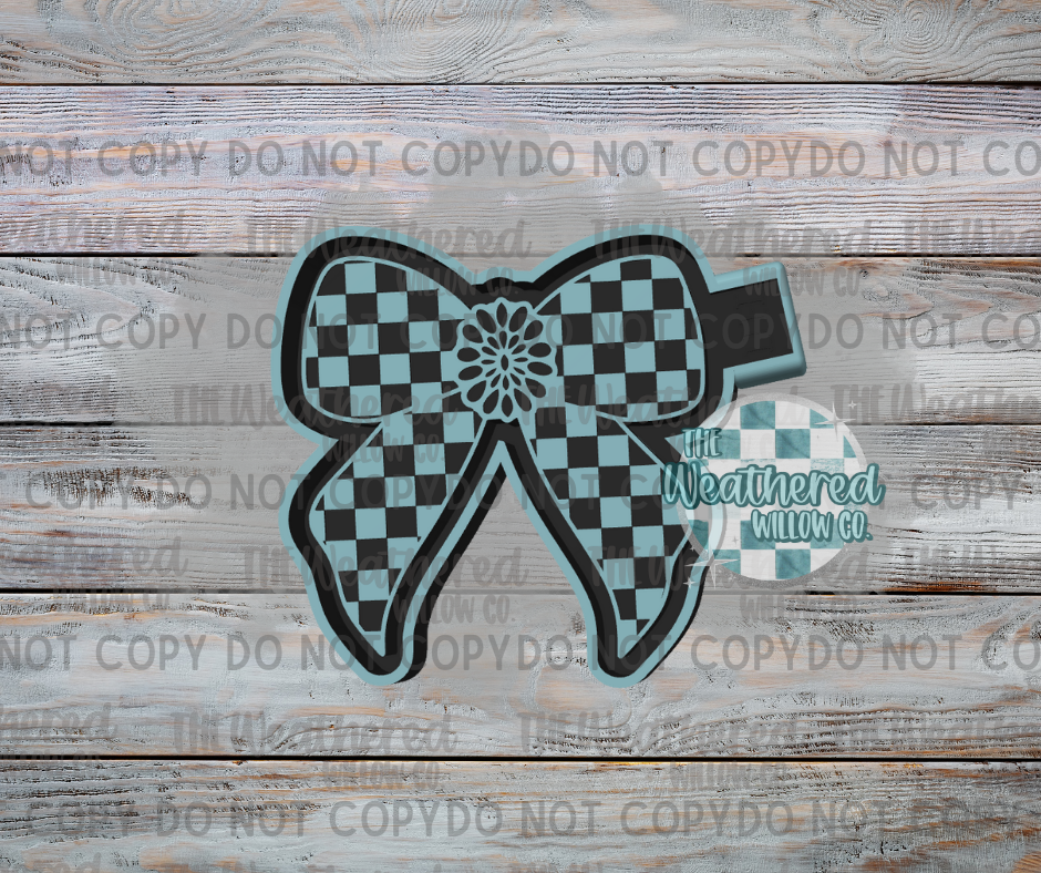 Checkered Bow with Concho - Silicone Freshie Mold