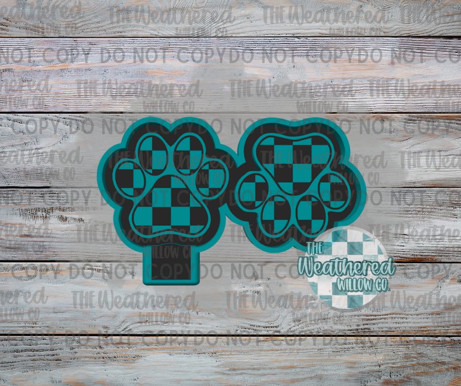 VENT SET; Checkered paw print - Silicone Freshie Mold