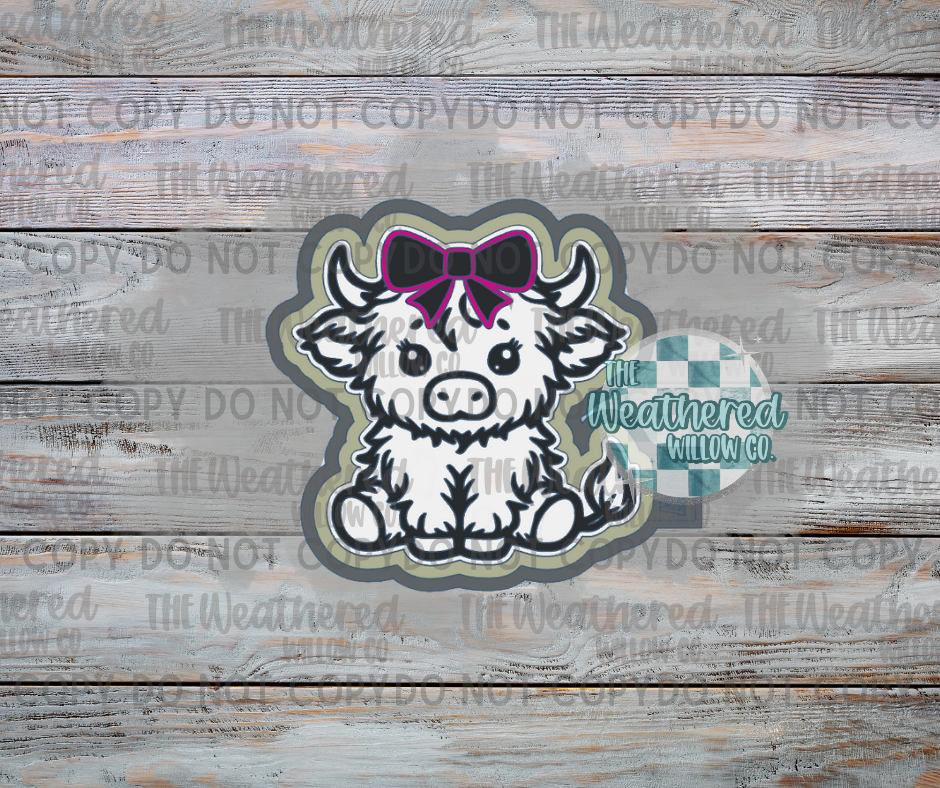 Baby Highland with bow - Silicone Freshie Mold