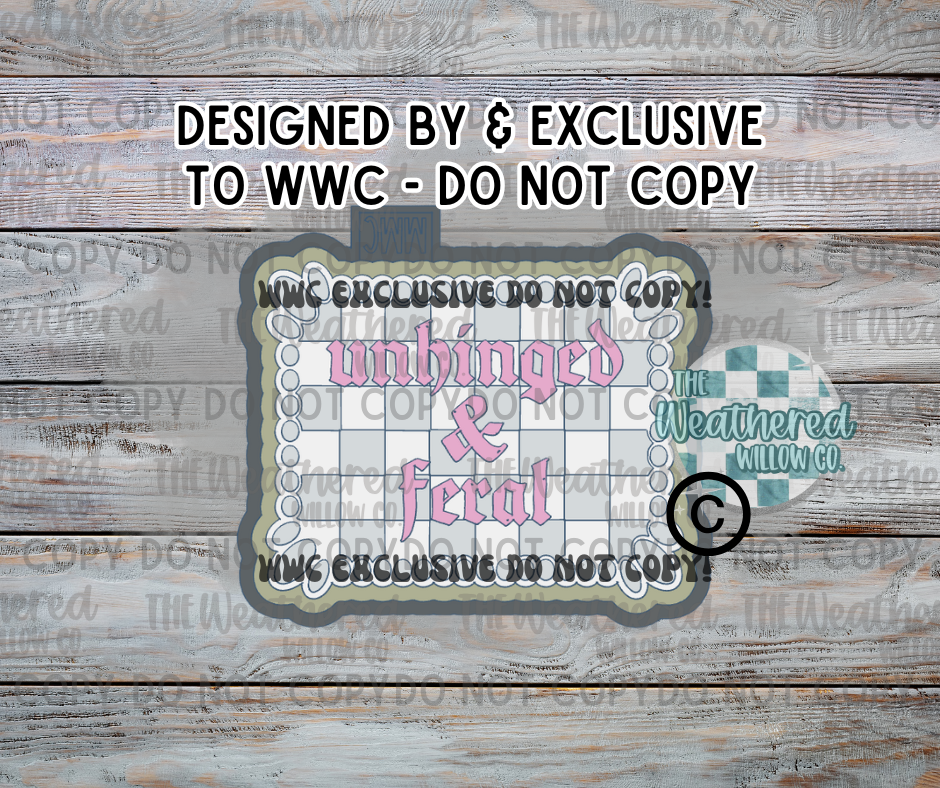 Unhinged & Feral - Checkered Turquoise Frame;WWC EXCLUSIVE MOLD - Silicone Freshie Mold