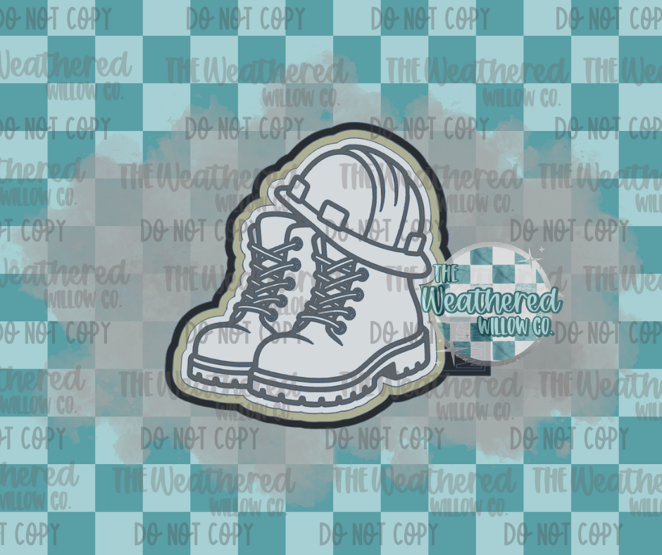 Work boots with hard hat - Silicone Freshie Mold