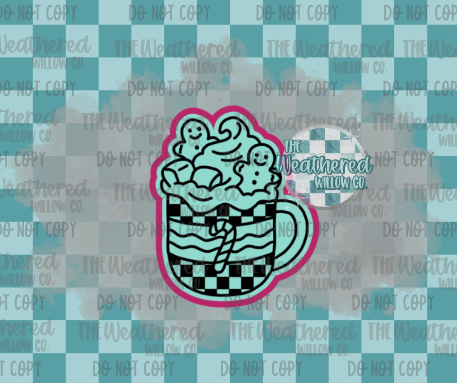 Checkered Christmas mug - Silicone Freshie Mold