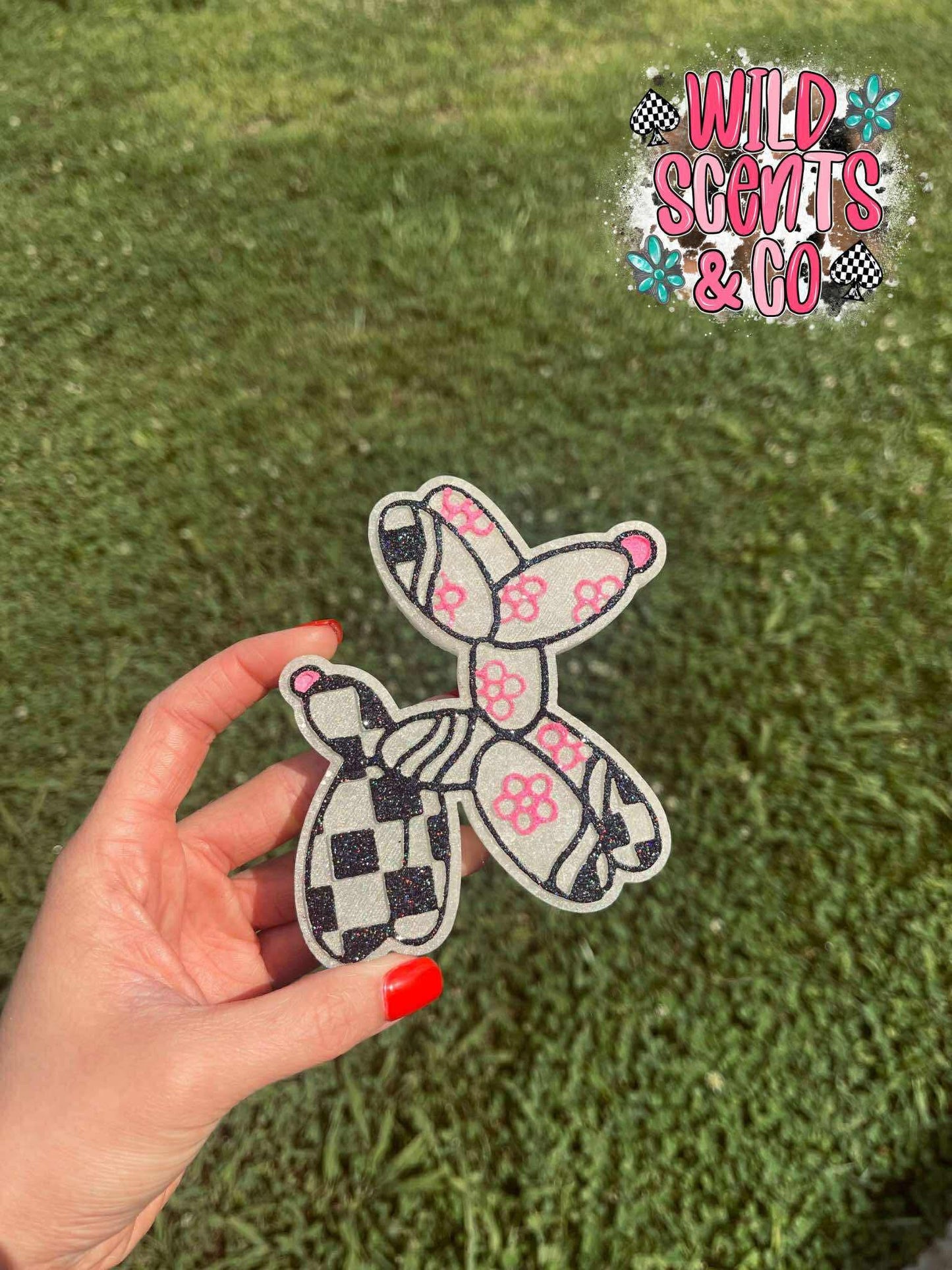 Groovy & Checkered Balloon Dog - Silicone Freshie Mold