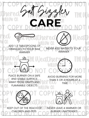 Salt Sizzler Printable Care Card