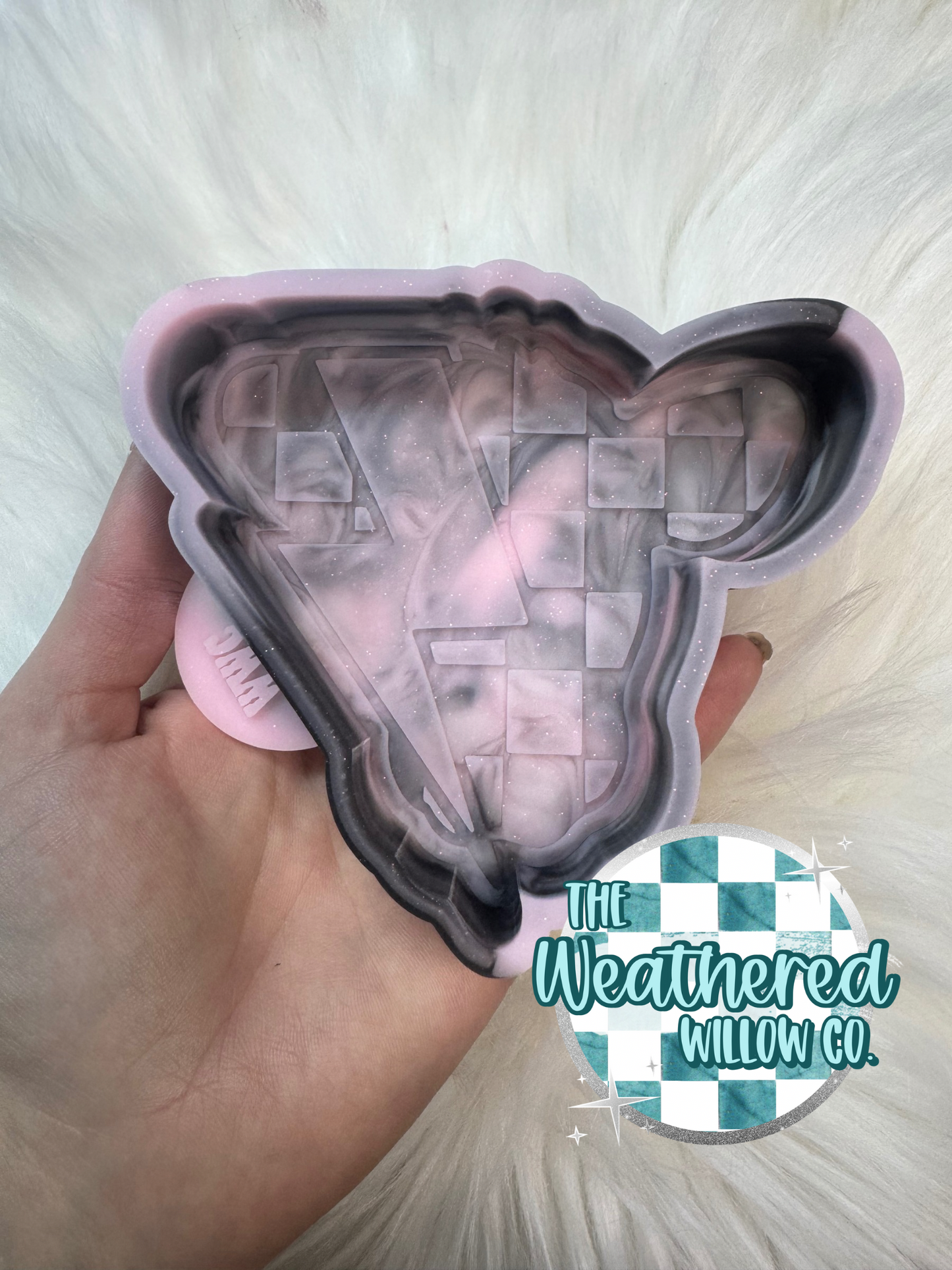 Checkered Cow Head with Lightning Bolt - Silicone Freshie Mold