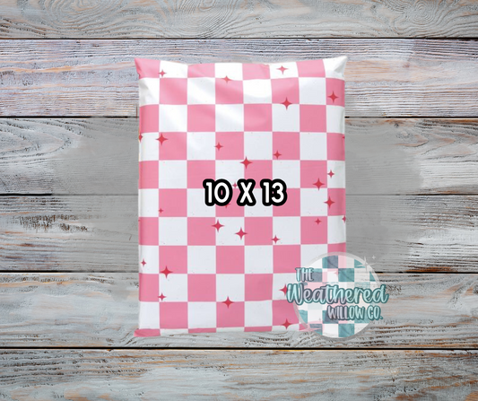 10 x 13 Poly Mailer - Pink Checkers