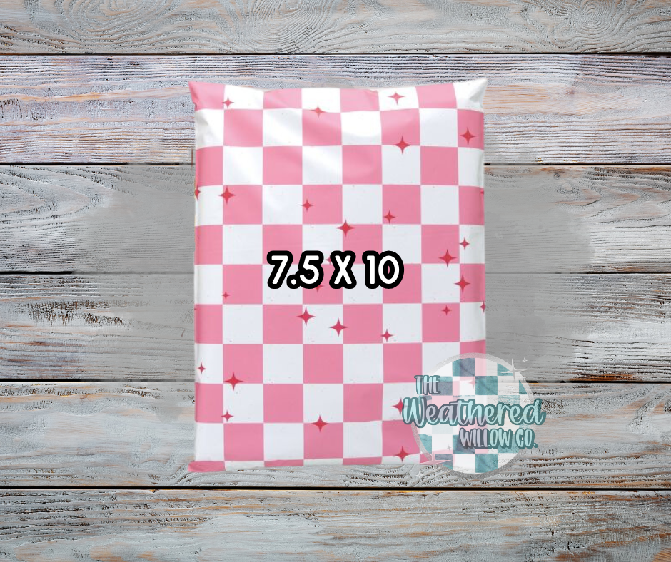 7.5 x 10 Poly Mailer - Pink Checkers