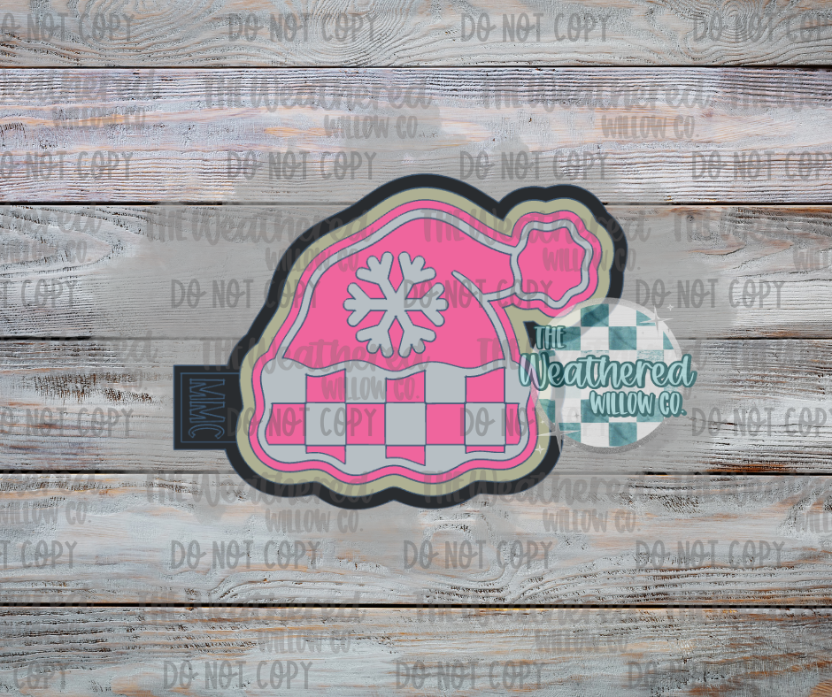 Snowflake Checkered Santa Hat - Silicone Freshie Mold