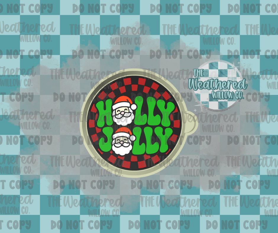 Holly Jolly Checkered Circle - Silicone Freshie Mold