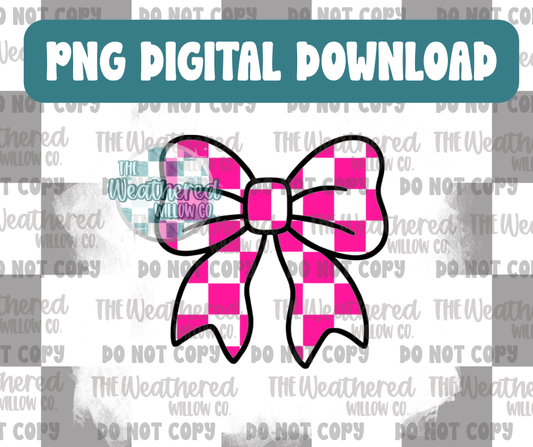 Checkered bow - PNG & STL Digital File Download