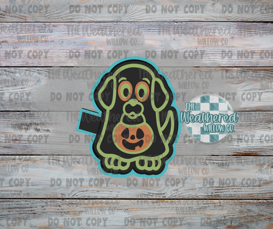 Ghost Dog with Pumpkin Bucket - Silicone Freshie Mold