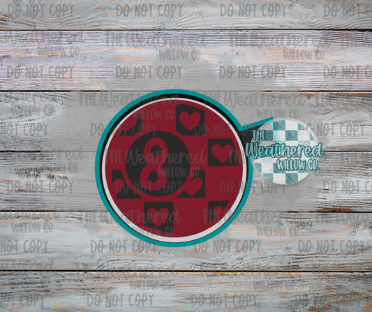 Heart checkered 8ball - Silicone Freshie Mold