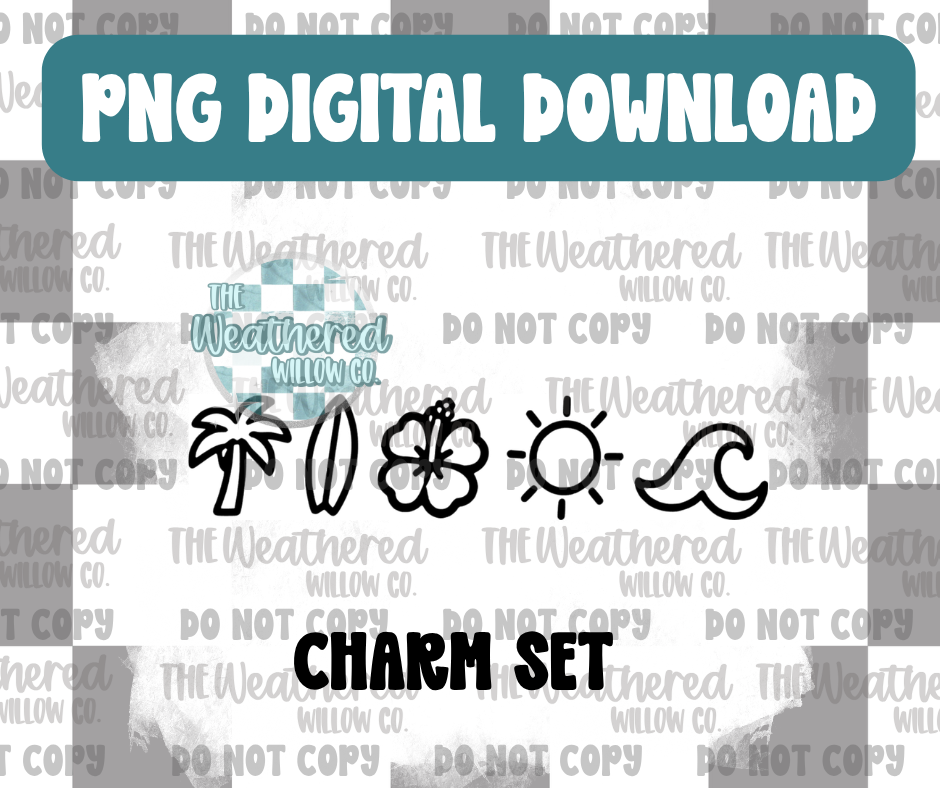 Beach Charm Set - PNG Digital File Download