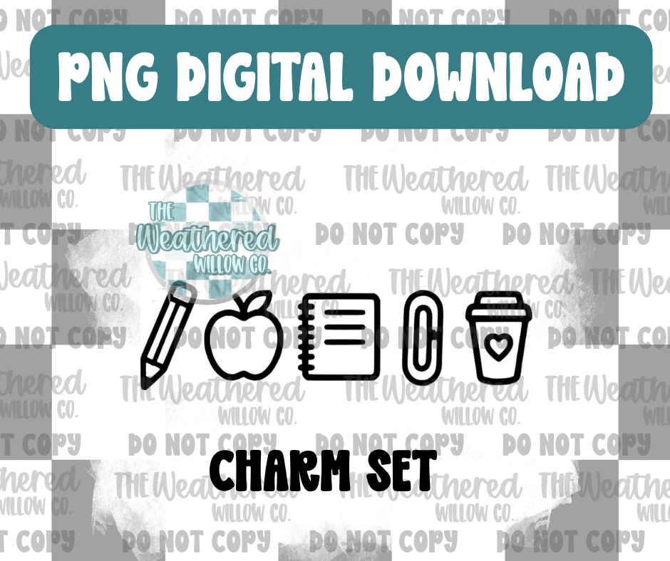 Teacher Charm Set - PNG Digital File Download