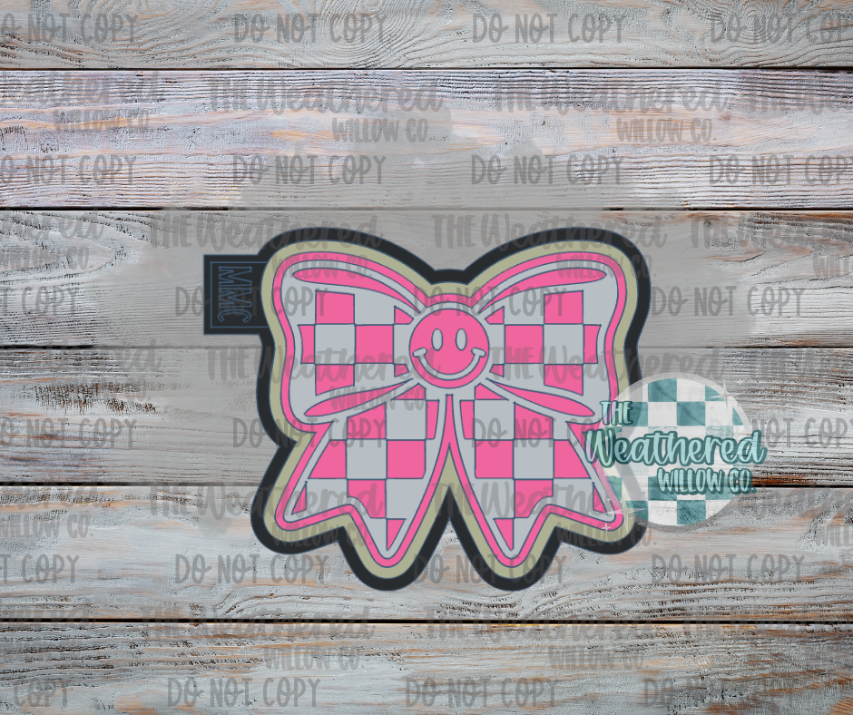 Checkered Smiley Bow - Silicone Freshie Mold