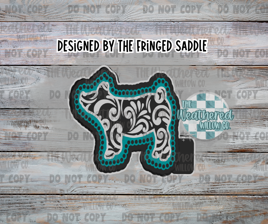 Turquoise Tooled Show Pig - Silicone Freshie Mold