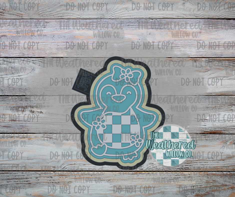 Checkered Penguin - Silicone Freshie Mold