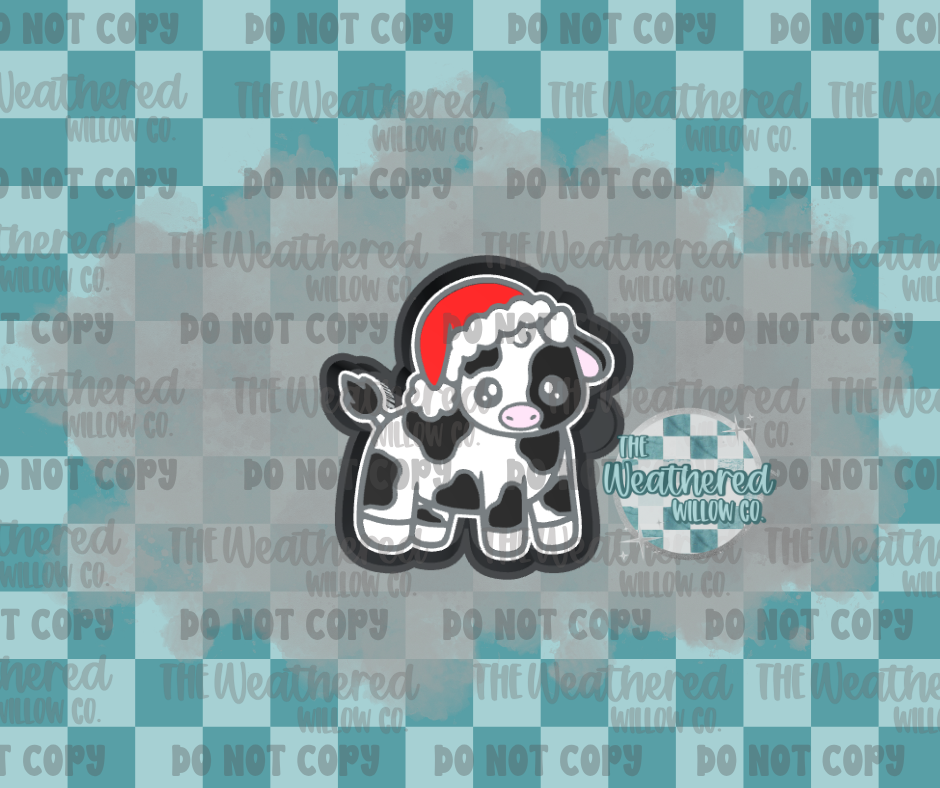 Christmas hat cow - Silicone Freshie Mold