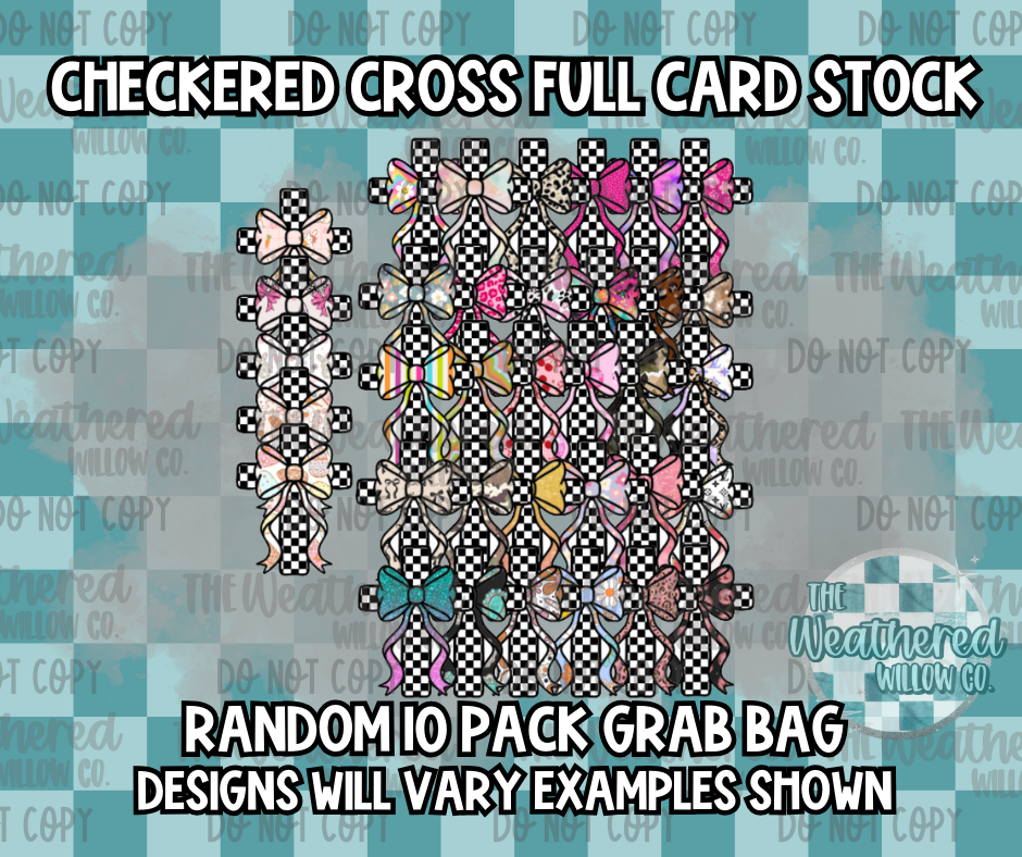 Checkered cross with bow FULL Card Stock - Premium Cardstock Grab Bag