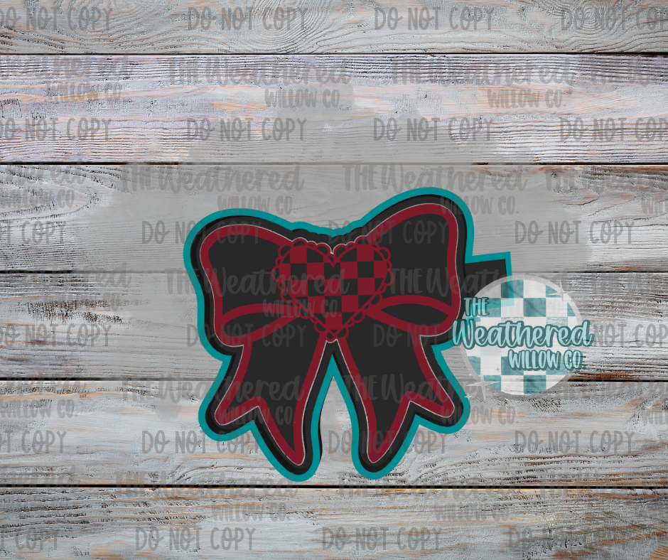 Checkered heart bow - Silicone Freshie Mold